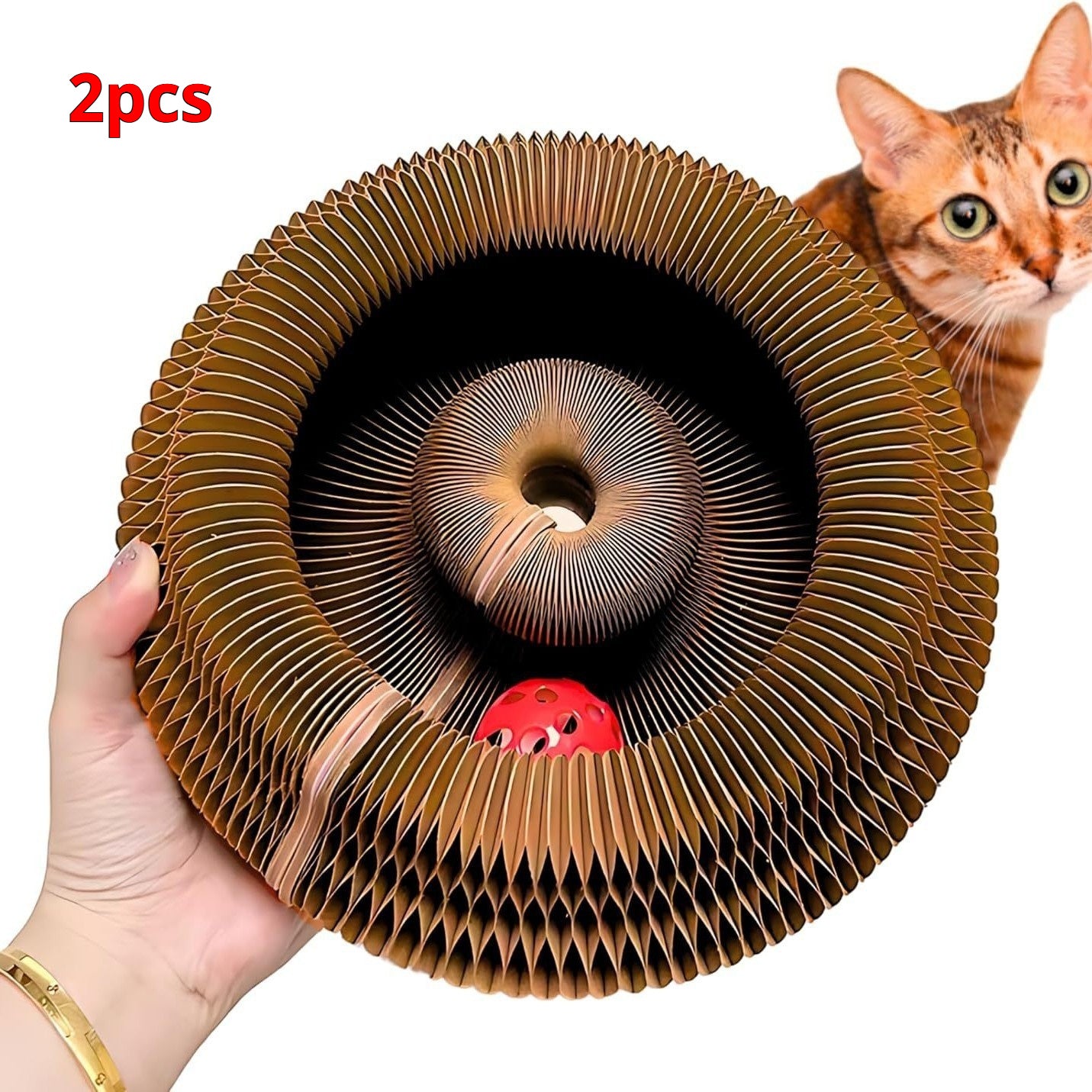 Velura Paws Accordion Cat Scratcher — Bell Toy & Scratching Post