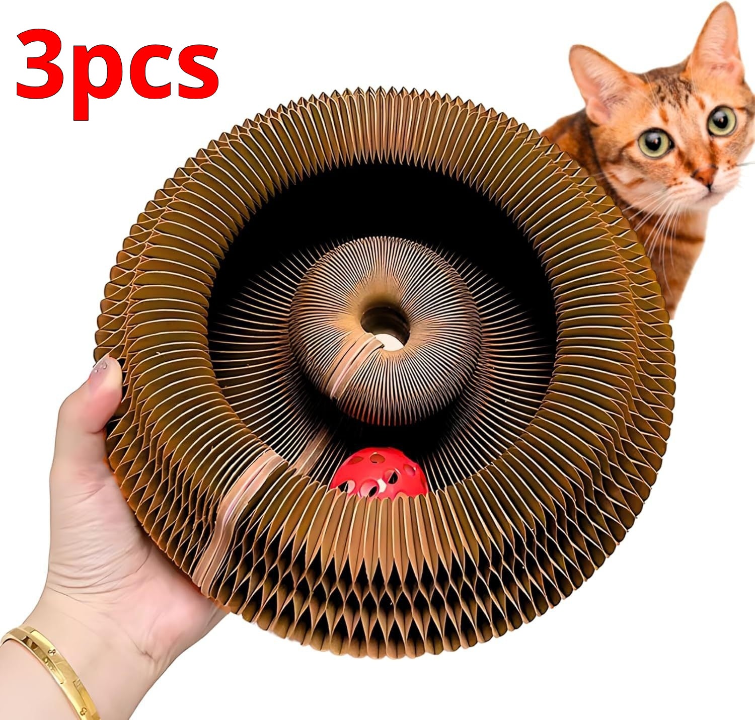 Velura Paws Accordion Cat Scratcher — Bell Toy & Scratching Post