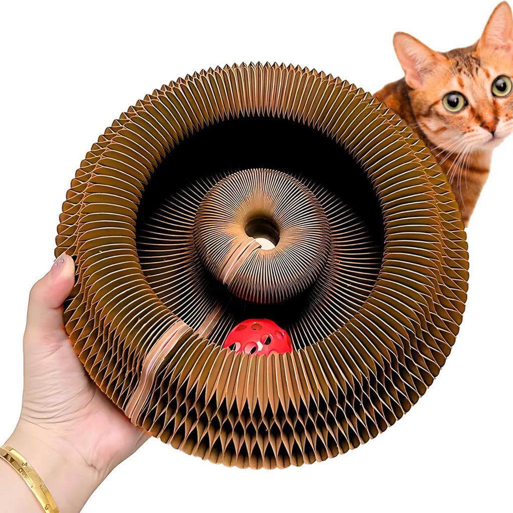 Velura Paws Accordion Cat Scratcher — Bell Toy & Scratching Post