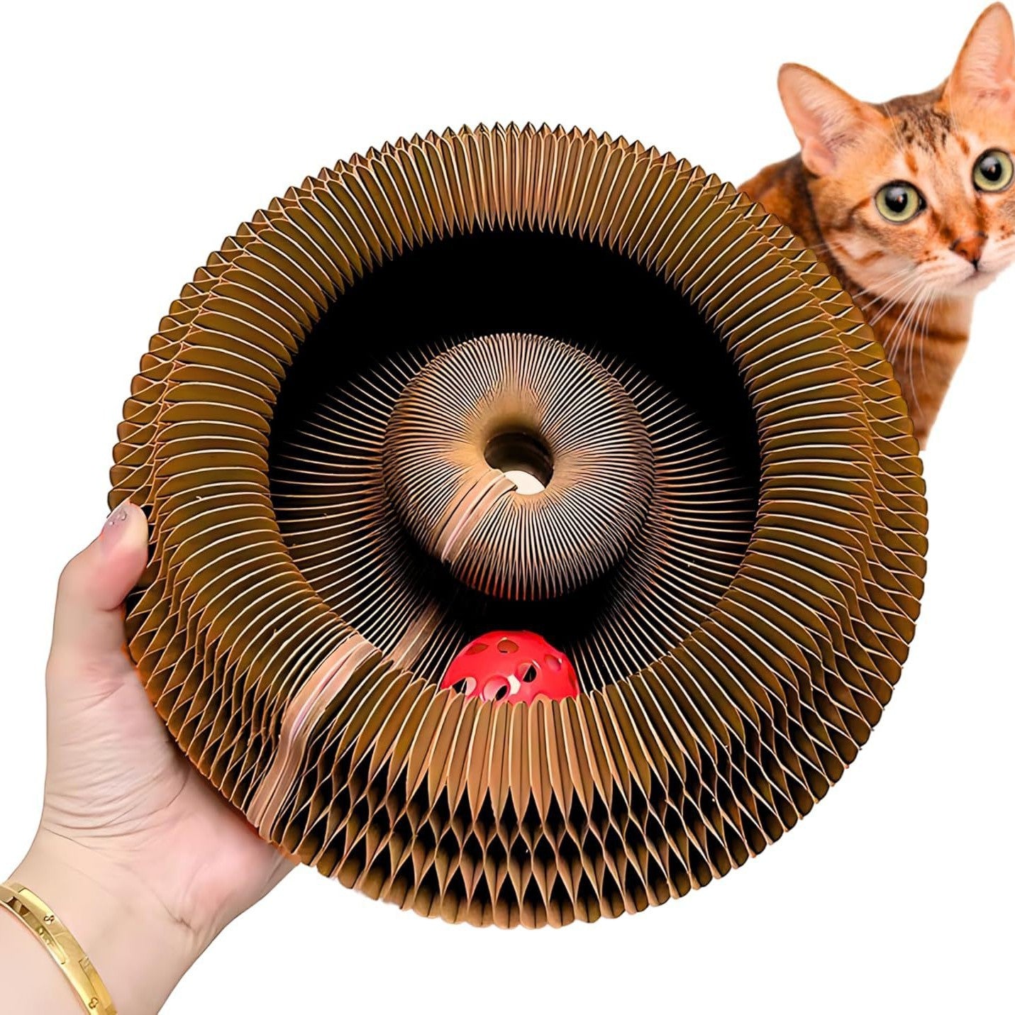 Velura Paws Accordion Cat Scratcher — Bell Toy & Scratching Post