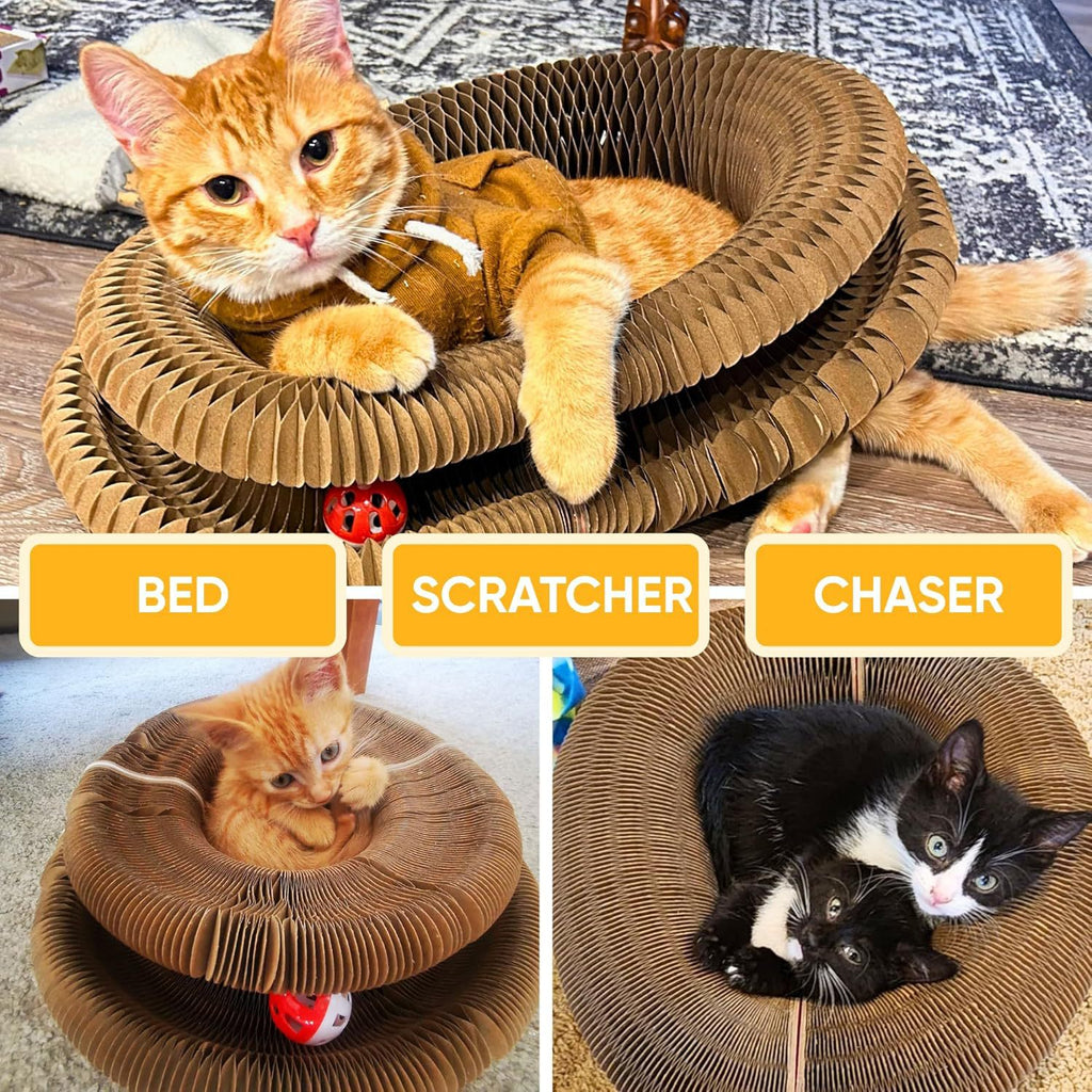Velura Paws Accordion Cat Scratcher — Bell Toy & Scratching Post